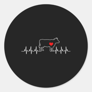 Ich Liebe mein Kuhventil Ekg Herzklopfpatient Runder Aufkleber