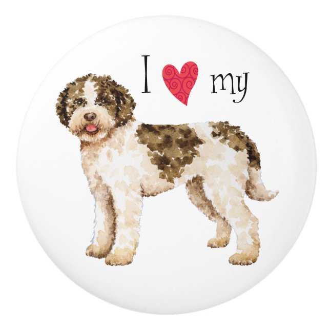 Ich Liebe mein Lagotto Keramikknauf (Vorderseite)