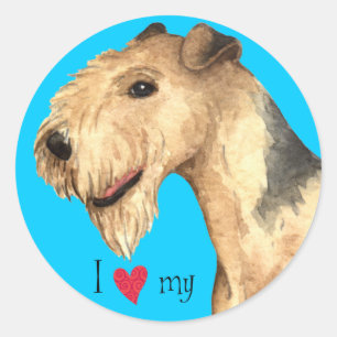 Ich Liebe mein Lakeland Terrier Runder Aufkleber
