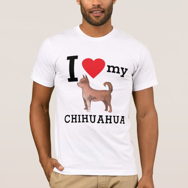 Ich Liebe mein langhaariger Chihuahua T-Shirt (Vorderseite)