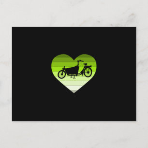 Ich liebe mein Lastenfahrrad - Grünes Retro-Herz Postkarte