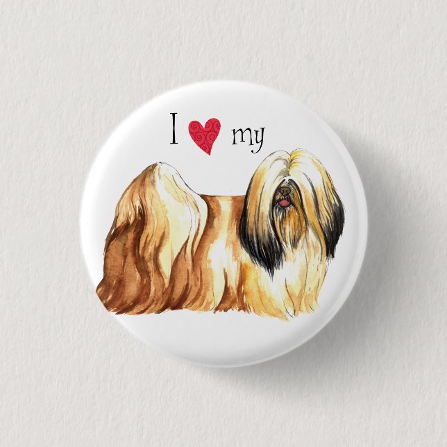 Ich Liebe mein Lhasa Apso Button (Vorderseite)