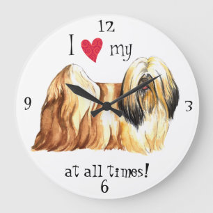 Ich Liebe mein Lhasa Apso Große Wanduhr