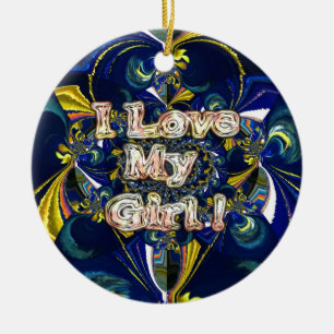 Ich liebe mein Mädchen: Abstrakte blaue und golden Keramik Ornament