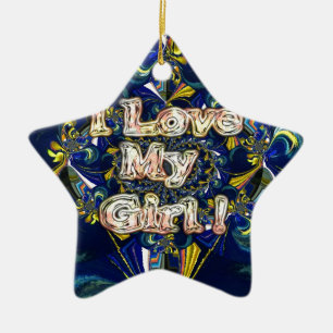 Ich liebe mein Mädchen: Abstrakte blaue und golden Keramikornament
