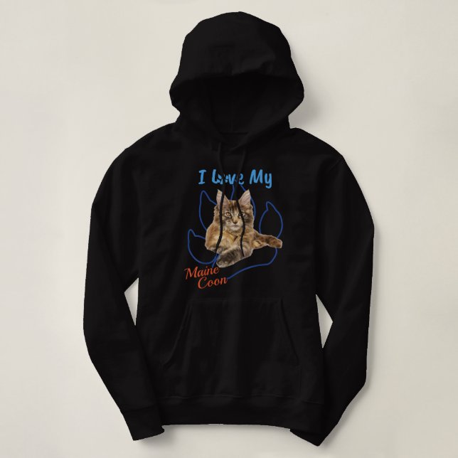 Ich Liebe mein Maine Coon Best Cat Lover Paw Print Hoodie (Design vorne)