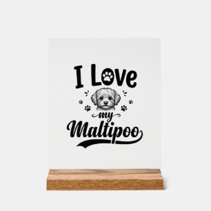 Ich liebe mein Maltipoo Vintage Gravur Hund Design Acrylschild