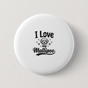 Ich liebe mein Maltipoo Vintage Gravur Hund Design Button