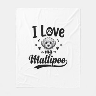 Ich liebe mein Maltipoo Vintage Gravur Hund Design Fleecedecke
