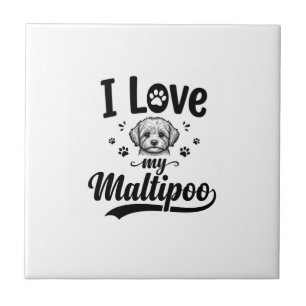 Ich liebe mein Maltipoo Vintage Gravur Hund Design Fliese
