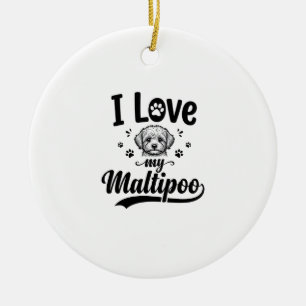 Ich liebe mein Maltipoo Vintage Gravur Hund Design Keramik Ornament