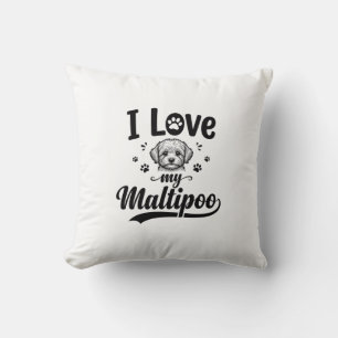 Ich liebe mein Maltipoo Vintage Gravur Hund Design Kissen