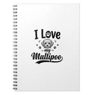 Ich liebe mein Maltipoo Vintage Gravur Hund Design Notizblock