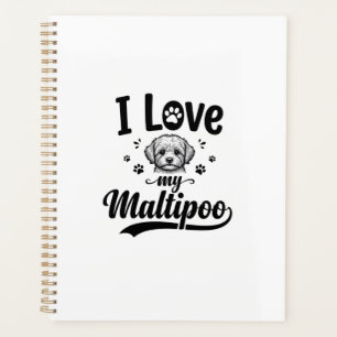 Ich liebe mein Maltipoo Vintage Gravur Hund Design Planer