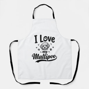 Ich liebe mein Maltipoo Vintage Gravur Hund Design Schürze