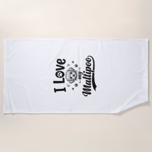 Ich liebe mein Maltipoo Vintage Gravur Hund Design Strandtuch