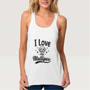 Ich liebe mein Maltipoo Vintage Gravur Hund Design Tank Top