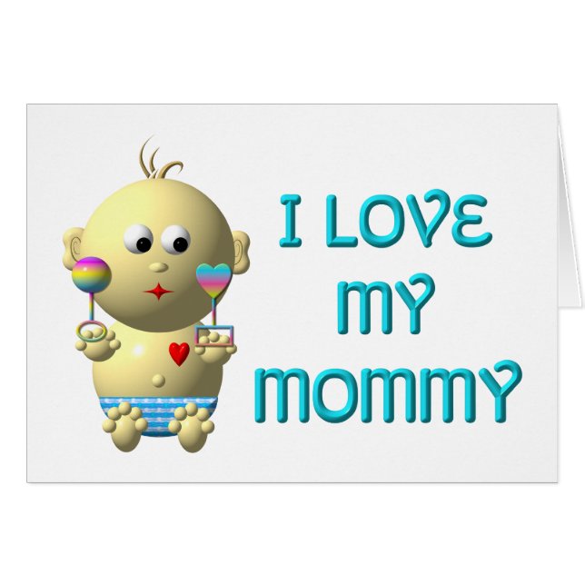 Ich Liebe mein Mami Bouncing Baby mit Herz & Klamm (Vorderseite (Horizontal))