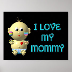 Ich Liebe mein Mami Bouncing Baby mit Herz & Klamm Poster