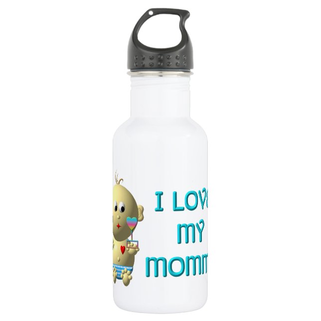 Ich Liebe mein Mami Bouncing Baby mit Herz & Klamm Trinkflasche (Vorderseite)