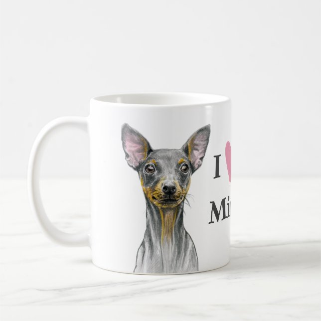 Ich Liebe mein Min Button Miniaturpinscher Niedlic Kaffeetasse (Links)