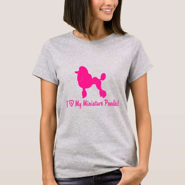 Ich Liebe mein Miniatur-Poodle mit Herz und Pfoten T-Shirt (Vorderseite)