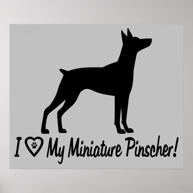 Ich Liebe Mein Miniaturpinscher in der Silhouette Poster (Vorne)