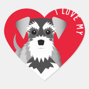 Ich Liebe mein Miniaturschnauzer Herz-Aufkleber