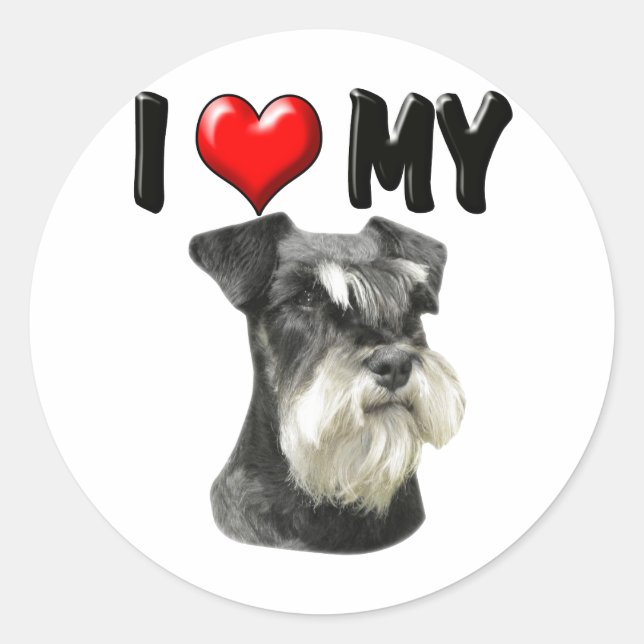 Ich Liebe mein Miniaturschnauzer Runder Aufkleber (Vorderseite)