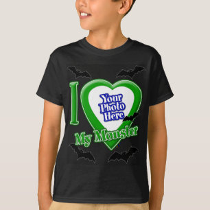 Ich Liebe mein Monster mit deinem Foto mit Flederm T-Shirt