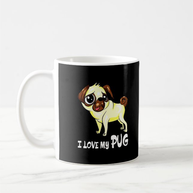 Ich Liebe mein Mops Funny Geschenk Kaffeetasse (Links)