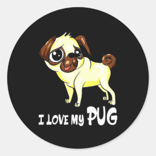 Ich Liebe mein Mops Funny Geschenk Runder Aufkleber