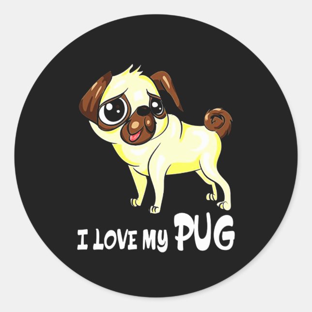Ich Liebe mein Mops Funny Geschenk Runder Aufkleber (Vorderseite)