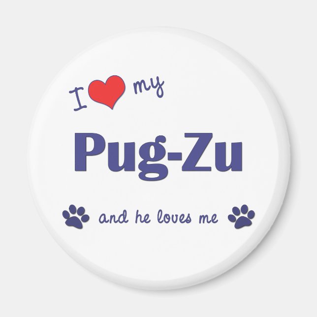 Ich Liebe mein Mops zu (Männerhund) Magnet (Vorne)