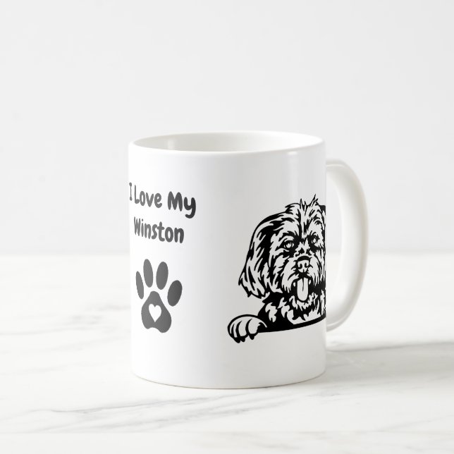 Ich Liebe mein MORKIE | Name des Hundes und Druck  Kaffeetasse (VorderseiteRechts)