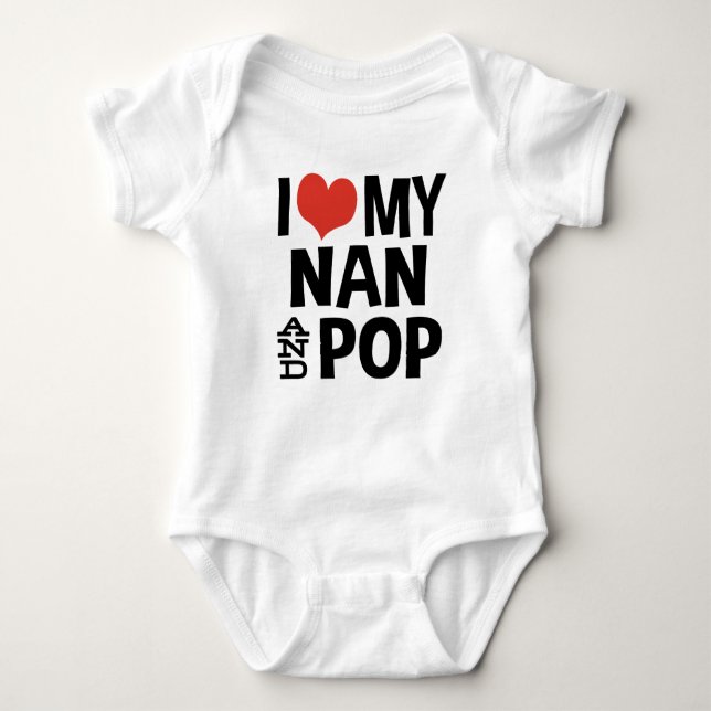 Ich Liebe Mein Nan und Pop Baby Strampler (Vorderseite)