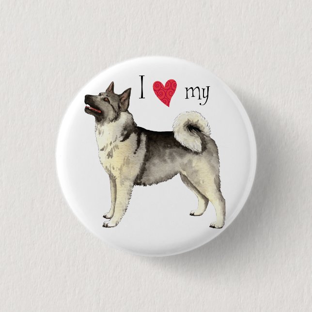 Ich Liebe mein norwegisches Elkhound Button (Vorderseite)