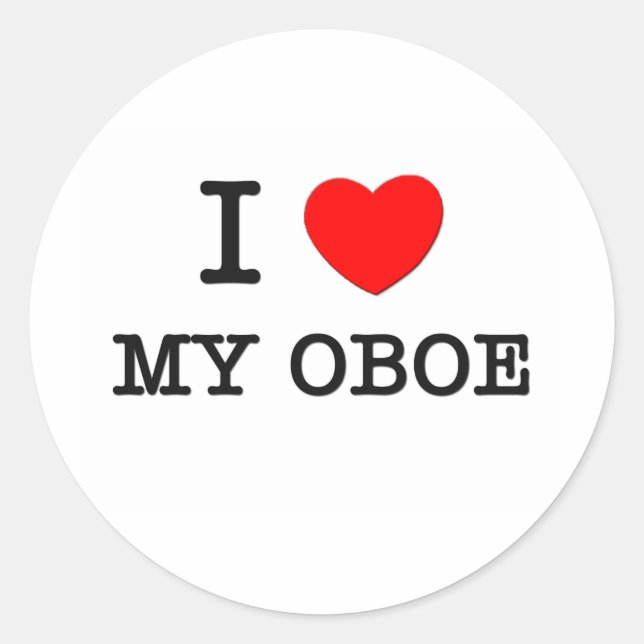 Ich Liebe mein Oboe Runder Aufkleber (Vorderseite)