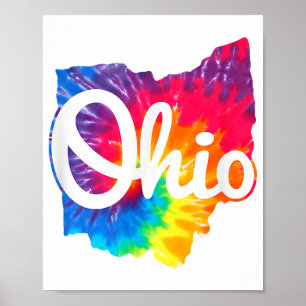 Ich liebe mein Ohio-Heim Schriftzug Tie Dye Ohio Poster