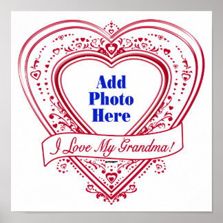 Ich Liebe mein Oma! Foto Red Hearts Poster