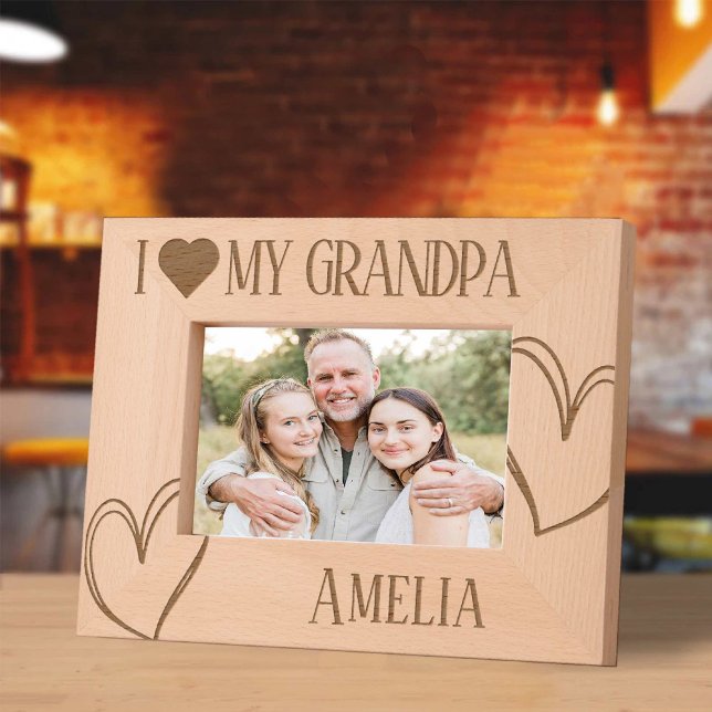 Ich Liebe mein Opa Geburtstagsbild Geätzte Rahmen (I Love my Grandpa Birthday picture frame Engraved Frames)