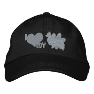 Ich Liebe mein Papillon Monochrome Bestickte Kappe