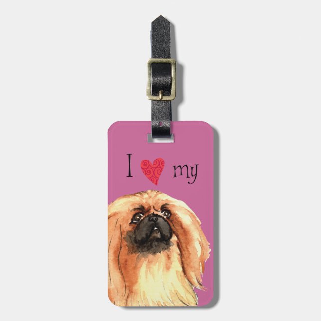 Ich Liebe mein Pekingese Gepäckanhänger (Vorderseite vertikal)