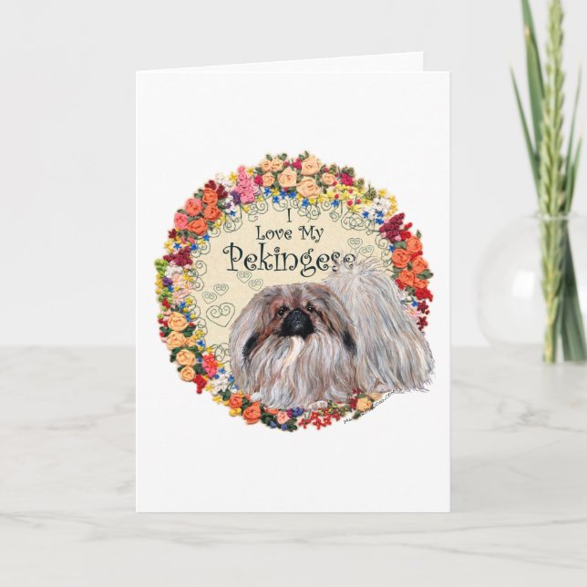 Ich Liebe mein Pekingese Karte (Vorderseite)