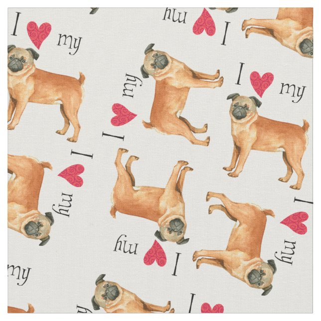 Ich Liebe mein Petit Brabancon Stoff (Nahaufnahme)