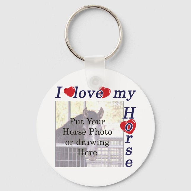 Ich Liebe mein Pferd: Fügen Sie Ihr Foto oder Text Schlüsselanhänger (Vorderseite)