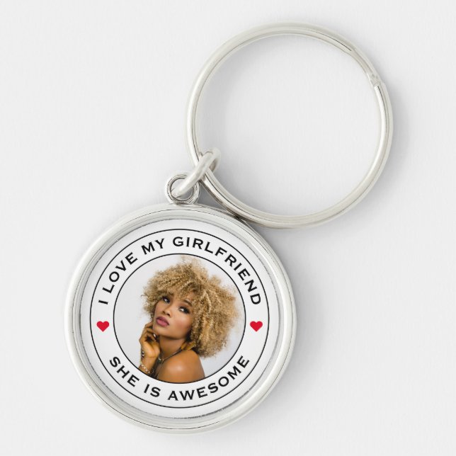 Ich Liebe mein Phantastisches Foto Girlfriend Text Schlüsselanhänger (Vorne)