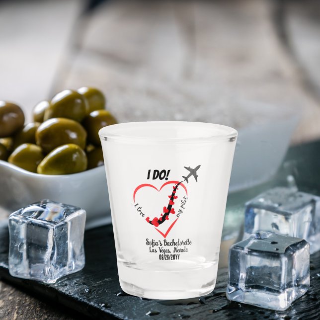 Ich Liebe mein Pilot, Flugzeug & Herz, Bachelorett Schnapsglas (Von Creator hochgeladen)