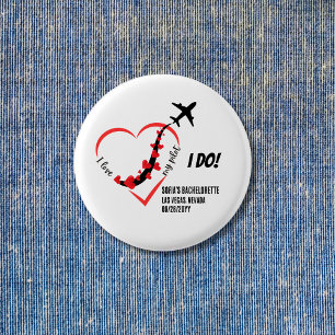 Ich Liebe mein Pilot, Flugzeugherz, Junggeselinnen Button