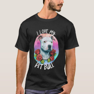 Ich liebe mein Pit Blumen-Hund-Haustier-Grafik T-Shirt